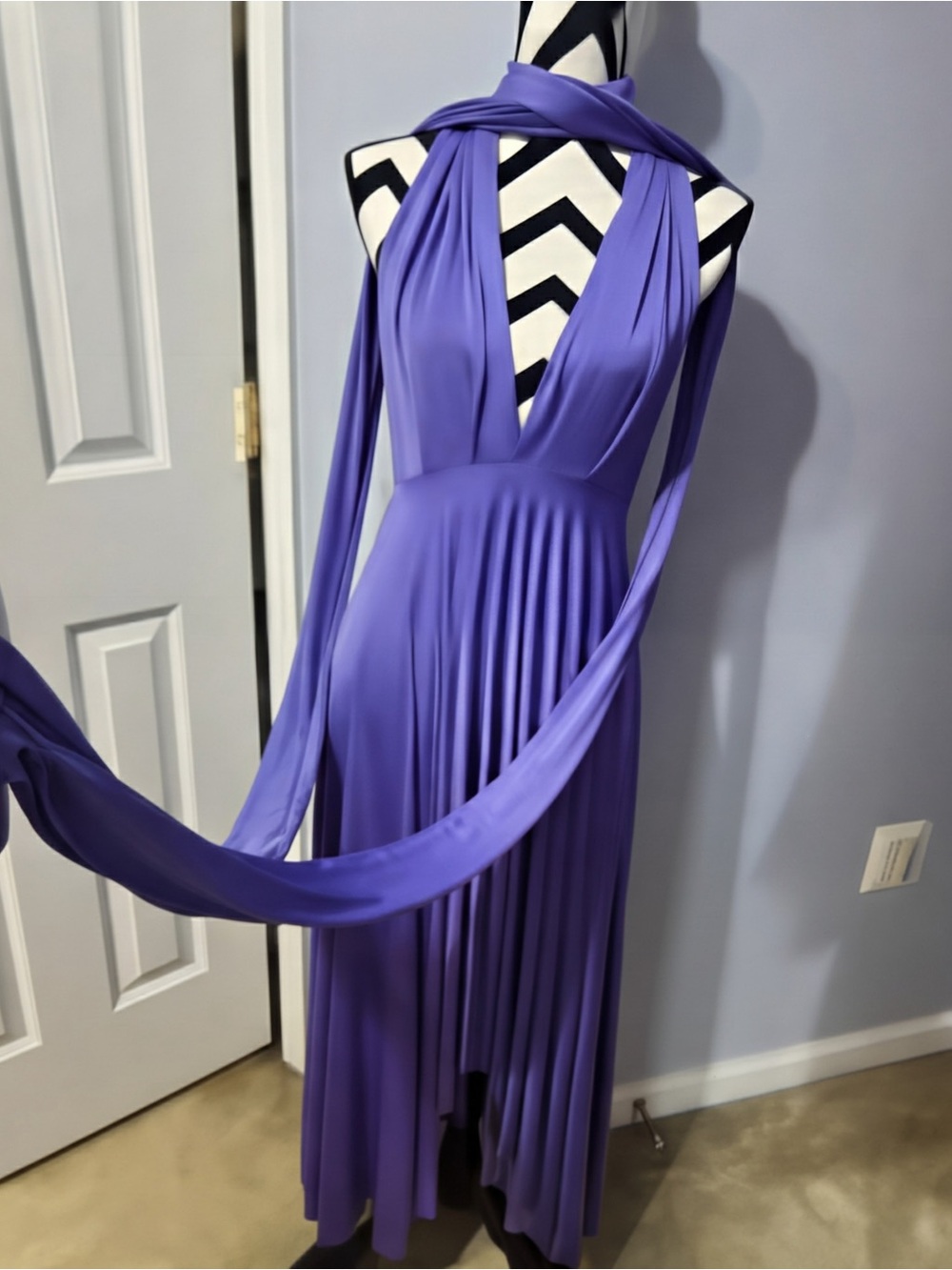 Versatile Violet Halter Maxi Dress with Wrap Ties